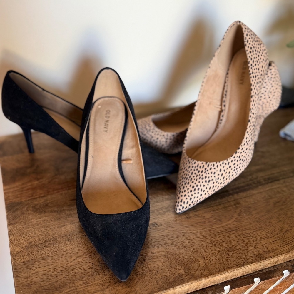 Women's Pump Heels Bundle Size 8 Black & Animal Print Office Career Shoe Neutral